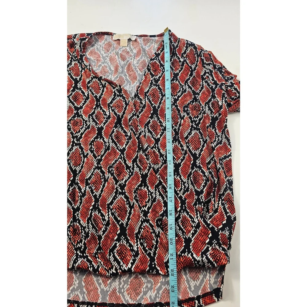 Michael Kors Orange Snakeskin Faux Wrap Top EUC